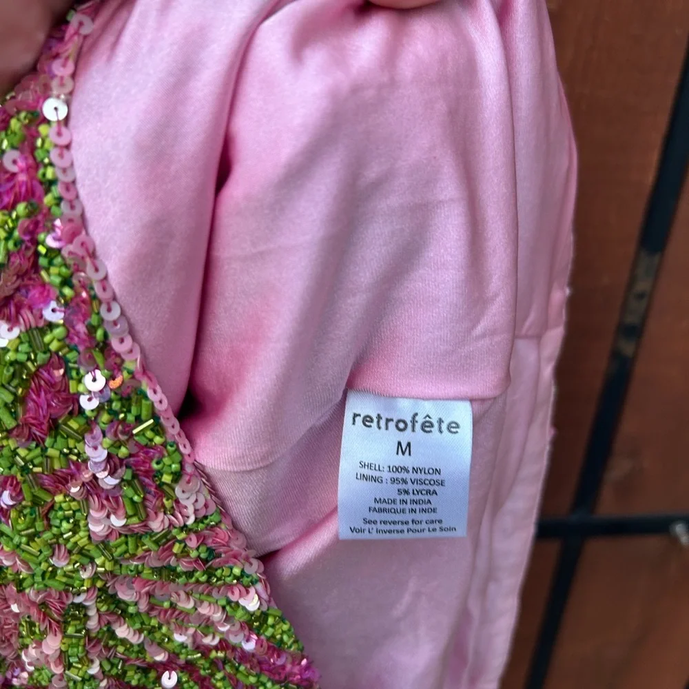 Retrofete Nikki Sequin Palm Dress size medium - Picture 8 of 10